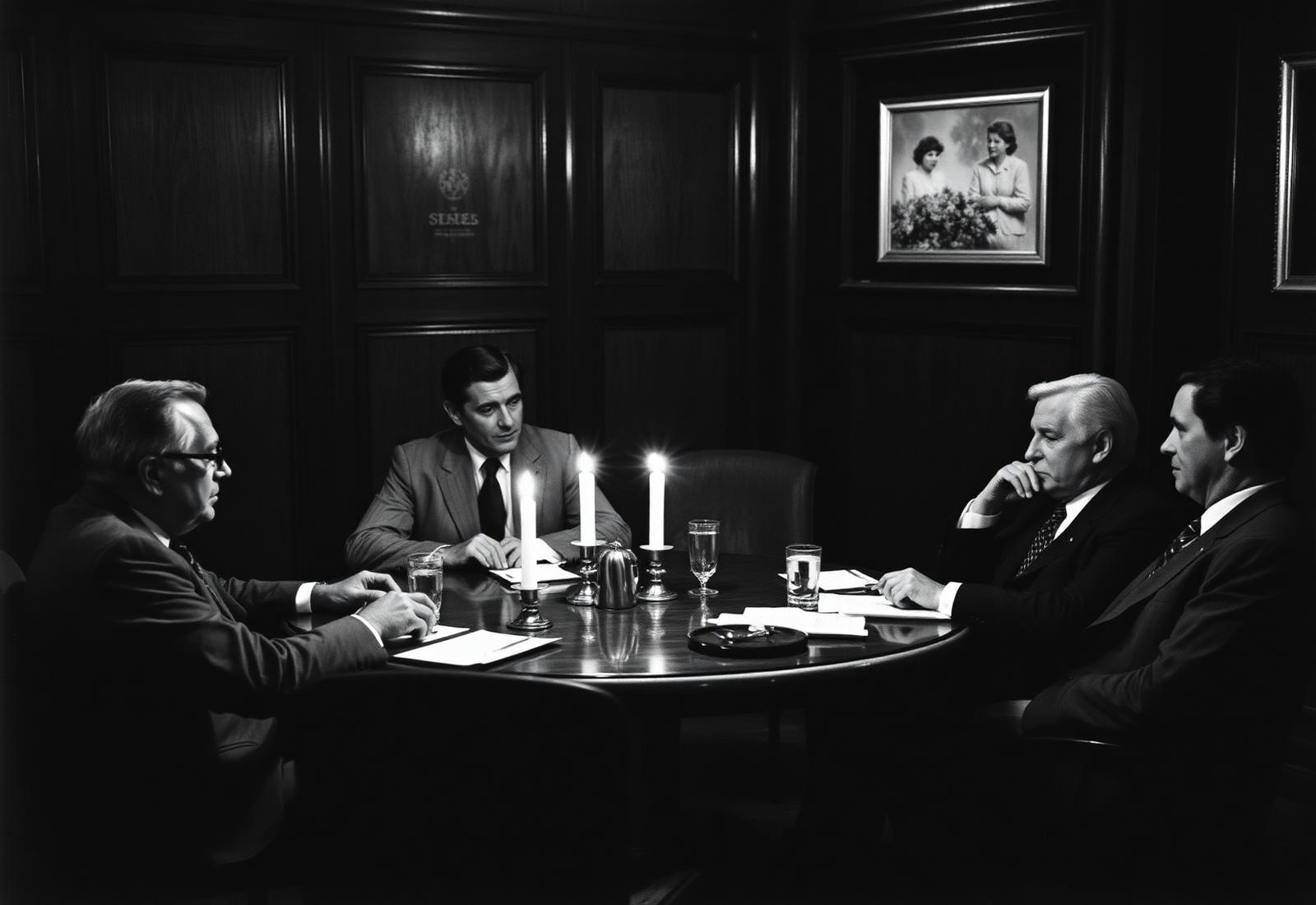 A private roundtable, four members, candlelight